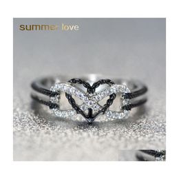 Clusterringen Exquise Designer Sieraden Infinite Love Motif Twotone Anchor Heart Promise Wedding Engagement Ring For Women Gifts Fa DHork
