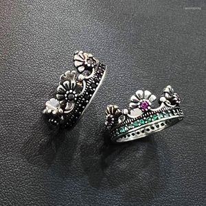 Clusterringen Exquise Flower Verstelbare dames Ring Inbladen kleine zirkoon mode kroon sieraden voor vrouwen bruiloft verloving Banquer