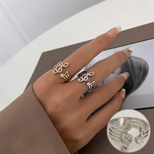 Bagues de cluster exquise musique symbole forme bague romantique note musicale accessoires de doigt simple ouverture réglable bijoux de mode cadeaux