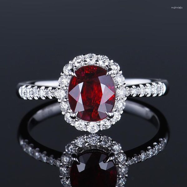 Cluster Rings Exquis Oval Imitation Ruby Group Avec Zircon Color Treasure Open Ring Femme