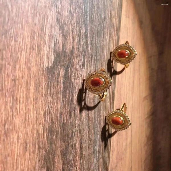 Anneaux de cluster Anneau de pierre précieuse précieuse exquise - Accessoires de bijoux premium fabriqués en agate rouge