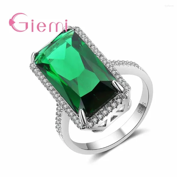 Bagues de cluster exquis carré vert cristal bijoux pour femmes belles accessoires de fiançailles de fête prix bas promotion rapide