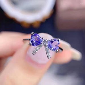 Anillos de racimo exquisito dulce arco púrpura circón apertura anillo femenino 925 sello fiesta cumpleaños boda joyería regalo al por mayor