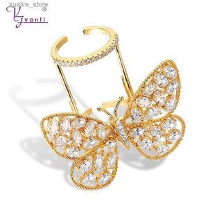 Bagues de cluster Promotions d'usine Couleur or Mouvement papillon Action Forme Jewerly bague de haute qualité anneaux pour femmes cadeau taille libre L240315