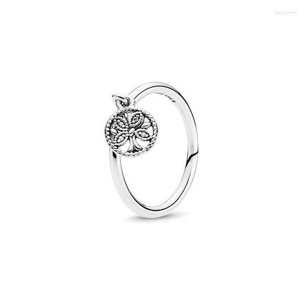 Bagues de cluster Arbre généalogique de la vie 925 Bague en argent sterling Vintage Pan-Style Dainty Femmes Bijoux fins pour anniversaire fille 2023 Cadeau tendance