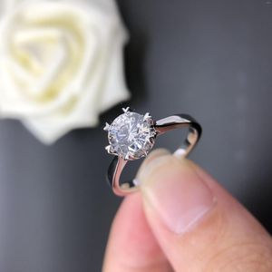 Cluster Ringen Fancy 1Ct 6.5mm Ronde Cut D Moissanite Engagement Ring Solid Platinum 950 Promise Romantische Sieraden