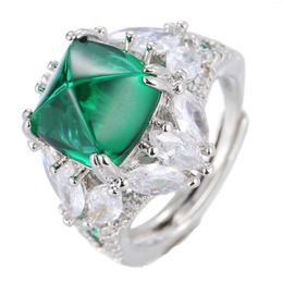 Cluster ringen fantasie groene Sugar Loaf vierkante stenen ring met marquise accent