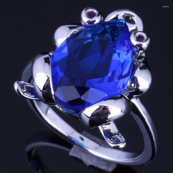 Cluster Rings Fascinating Frog Blue Cubic Zirconia Argent Plaqué Bague V0130