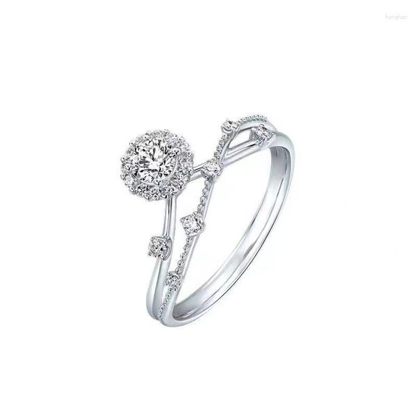 Cluster Anneaux Fashion 1 Moissanite Round Cut Special Style Silver Ring pour les femmes Engagement Promise Bijoux de mariage