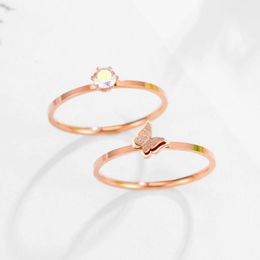 Cluster ringen mode 2pc vlinder bezaaid roségouden kleurring set voor vrouw bruiloft