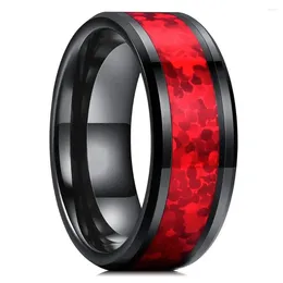 Cluster Ringen Mode 8mm Mannen Zwart Rvs Inlay Imitatie Rode Opaal Belofte Voor Vrouwen Wedding Band Sieraden Groothandel