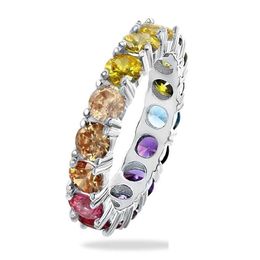 Cluster ringen mode 925 sier sieraden hand ornamenten met colorf zirkon edelsteen vingerring voor vrouwen bruiloftsfeest cadeau drop deliv dhmhp