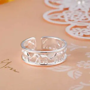 Cluster ringen mode 925 Sterling zilveren olifant voor vrouwen verstelbaar schattig meisje bruiloft gelukkig feest cadeau fijne charme sieraden