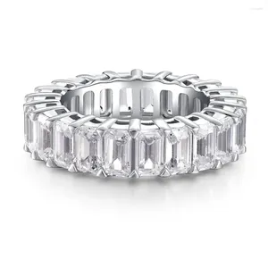 Cluster anneaux mode 925 Sterling Silver Band for Women Diamond Diamond High Carbon Pagoda Cut Zircon Ring HW Style