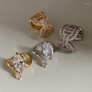 Bagues en grappe mode 925 bague en or en argent Sterling pour les femmes coupe Marquise simulé diamant doigt bijoux fille cadeau