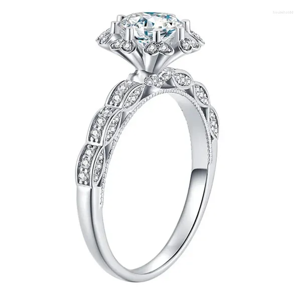 Cluster anneaux mode 925 argent sterling pour femmes bijoux de mariage classic love pont life compagnon ring dame cadeaux de fiançailles
