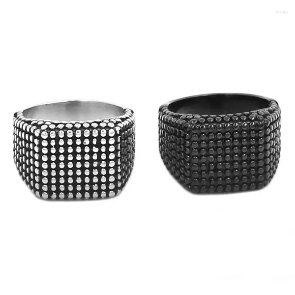 Anillos de racimo Banda de moda Biker Signet Nails Anillo Joyería de acero inoxidable Clásico Color Plata Negro Motor Hombres al por mayor SWR0671