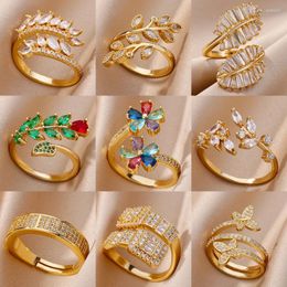 Cluster Ringen Mode Riem Ketting Voor Vrouwen Goud Kleur Roestvrij Stalen Ring Trend Luxe Koreaanse Esthetische Sieraden Anillos Mujer 2024