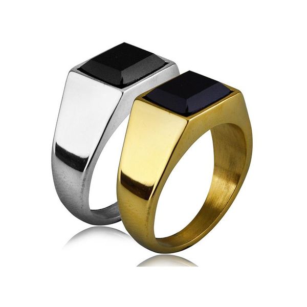 Anillos de racimo moda negro cristal piedra boda para mujer hombre Hip Hop joyería lujo 316L acero inoxidable compromiso banda nunca se decolora