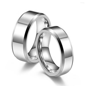 Clusterringen mode zwart/ zilveren kleur 6 mm 8 mm wolfraam stalen ring voor mannen gladde dubbele schuine bruiloftsbetrokkenheid sieraden