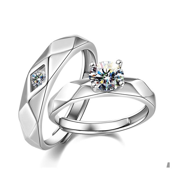 Bagues de cluster Mode Couple Bague Live Bouche Sierplaqué Hommes et Femmes Amour Déclaration Paire Japonais Simation Bord Diamant Goutte Deli Dht1y