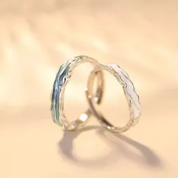 Cluster Anneaux de mode Ring Unique Glaze d'égouttement irrégulier bleu et blanc pour femmes Gift Engagement Gift Kofsac