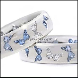 Cluster ringen mode creatieve vlinder colorf bruiloft voor vrouwen elegante mticolor zirkoon glamour ring sieraden meisje cadeau drop leveren otxrc