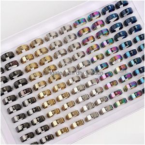 Bagues de cluster Mode Croix Jésus Bible Prière en acier inoxydable pour femmes hommes Simple Mix Style Couleur En gros 50pcs / lot Drop de Dh7Xs