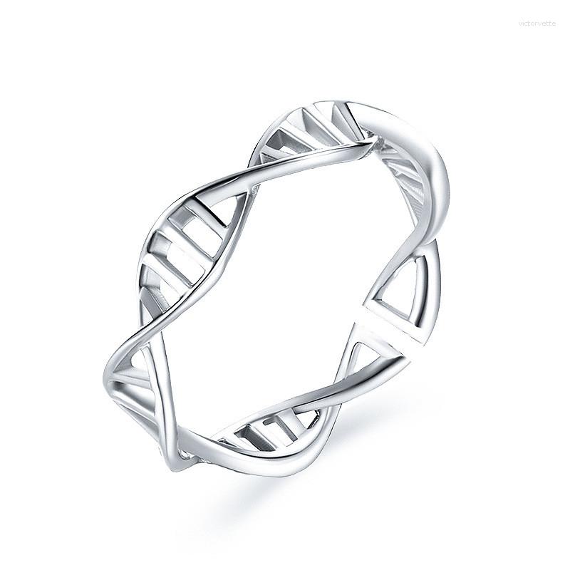 Rings Cluster Fashion DNA Chemistry Molecule Open for Women Uomo Simple Style Rose Silver Color Finger Degelli da festa