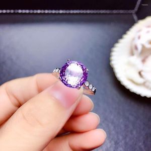 Cluster ringen mode elegantie mooie ronde ronde natuurlijke amethist ring s925 zilveren kristal meisje dames feest cadeau fijne sieraden