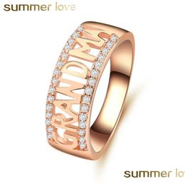 Cluster Ringen Mode Europese Sier Rose Goud Brief Oma Ringen Voor Vrouwen Vrouwelijke Hoge Kwaliteit Zirkoon Ring Liefde Famity Je Dhgarden Dhtuz