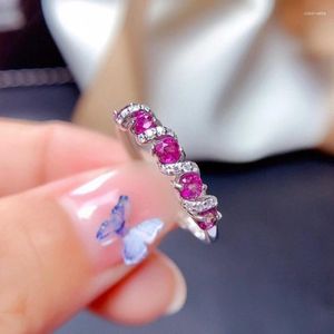 Cluster anneaux mode exquise twisted wire design rose violet cristaux sterling argent 925 bijoux femelle de mariage de mariage cadeaux