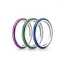 Cluster Ringen Mode Vrouwelijke ME Elektrische Blauw Groen Paars Ring Kleine Sterling Zilveren Sieraden Voor Vrouw Partij Voorstel