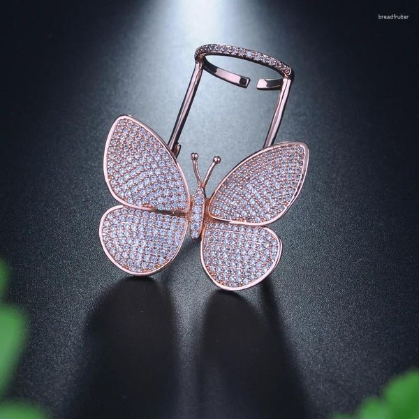 Bagues de cluster Fashion Freedom Butterfly pour femmes Rose Gold Couleur Ouvert Bague réglable Bijoux de luxe R-248