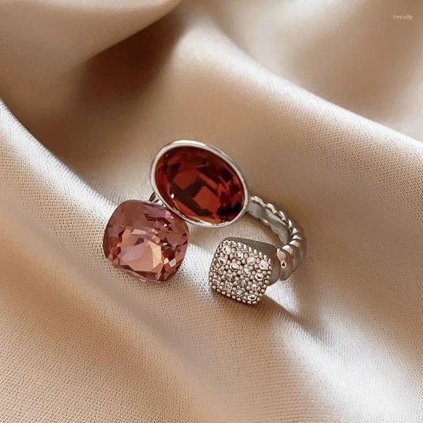 Anillos de racimo de cristal de cristal de moda abierto para mujeres personalidad gran declaración anillo joyería al por mayor