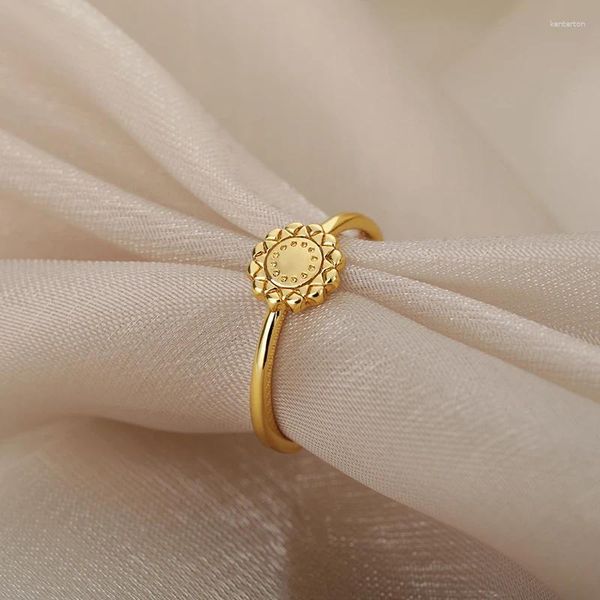 Bagues de cluster Fashion Gold Couleur Couple Tournesol Vintage Bague Simple Design Doigt pour Femmes Filles Fête De Mariage Élégant Bijoux Cadeau