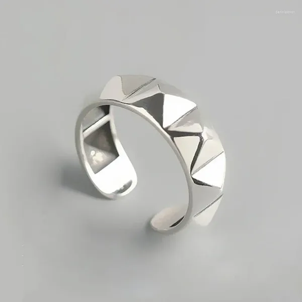 Cluster anneaux mode irréguliers forme tridimensionnelle rhombus argent pour femme hommes punk bijoux de fête à la mode
