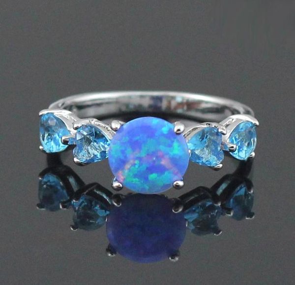 Cluster anneaux bijoux de mode Blue Fire Opal Stone pour les femmes taille 55 65 75 85 OR8472704066