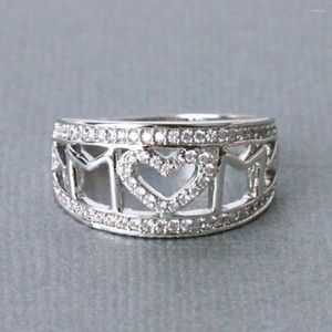 Cluster Ringen Mode-sieraden Voor Vrouwen Verjaardag Knokkel Strass MAM Letter Band Ring Gift Elegante Hartvorm Roestvrij Hoog Pools