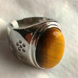 Anillos de racimo Joyería de moda Listado Hombres Tigres naturales Ojo Piedra Tamaño 8 9 10 11 Anillo de regalo2609