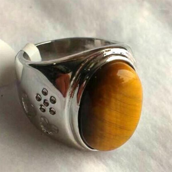 Bagues de cluster Bijoux de mode Listés Hommes Naturel Tigers Eye Pierre Taille 8 9 10 11 Cadeau Ring307k