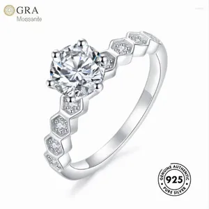 Cluster ringen mode-sieraden echt solide 925 Sterling Silver Gra Moissanite 1-2ct Finger Ring