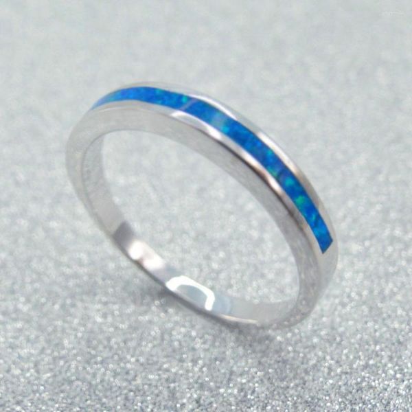 Anillos de racimo, joyería de moda, banda de plata para mujer, piedra de Color azul esterlina 925, ajuste redondo, regalo de boda, tamaño 7/9