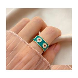 Cluster ringen mode Koreaanse stijl bloemkrans voor vrouwen punk trendy vintage pruimenbloesem ring klein email paar drop levering je dh8hd