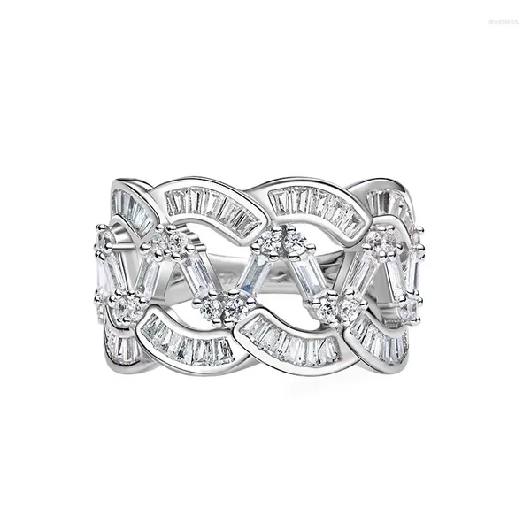 Cluster anneaux de mode de mode de luxe de luxe Ring 925 Silver large édition Instagram Style artisanat européen et américain