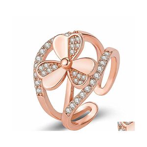 Cluster ringen mode Lucky Clover Zirkon Diamonds edelstenen voor vrouwen Rose Gold White Sier Color Sieraden Bijoux Accessoire Gifts Dro Dhich