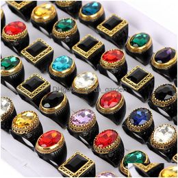 Cluster Ringen Mode Luxe Zwarte Imitatie Edelsteen Metalen Sieraden Voor Vrouwen Mannen Mix Stijl Party Geschenken Groothandel Drop Levering Dhhff