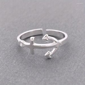 Cluster anneaux mode Minimaliste de bateau Anchor Logo Single Finger Ring Joint Tail Classic Women's Holiday Party Accessory Gift