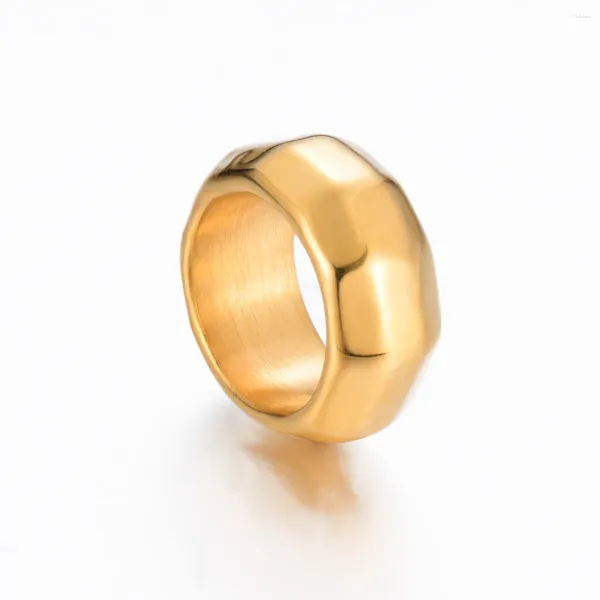 Anillos de racimo Moda Minimalista Color Oro Chunky Hexágono Anillo de Acero Inoxidable Forma de Tuerca Punk Dedo Joyería Masculina Regalo