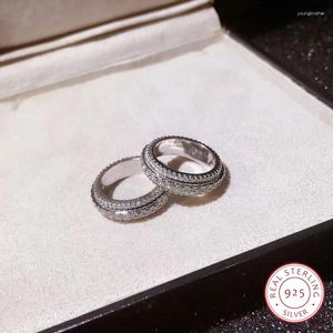 Clusterringen mode multi-layer volledige cirkel diamanten ring 925 zilveren sparkle drie rij zirkoon feest bruiloft cadeau